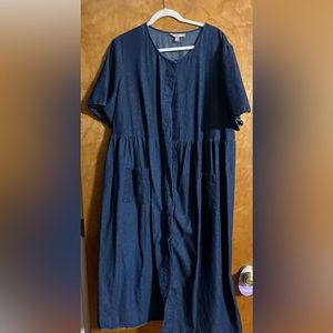 Woman Within Size 22W high waisted denim dress